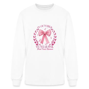 In October We Wear Pink Pink Coquette Bow - Men's Long Sleeve T-Shirt - white - Front