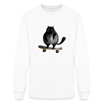 Kater On Skateboard - Men's Long Sleeve T-Shirt - white - Front