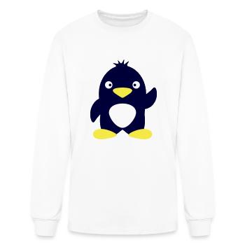 Cute Penguin Small Waving Greeting South Pole Bird - Men's Long Sleeve T-Shirt - white - Front