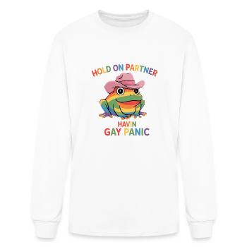 Hold On Partner I M Having A Gay Panic Lgbtq - Men's Long Sleeve T-Shirt - white - Front