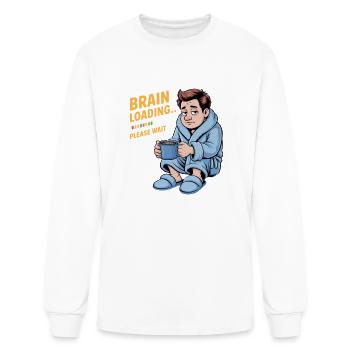 Brain Loading Funny Dad Coffee - Men's Long Sleeve T-Shirt - white - Front