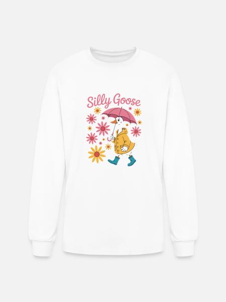 Silly Goose With Umbrella - Men's Long Sleeve T-Shirt - white