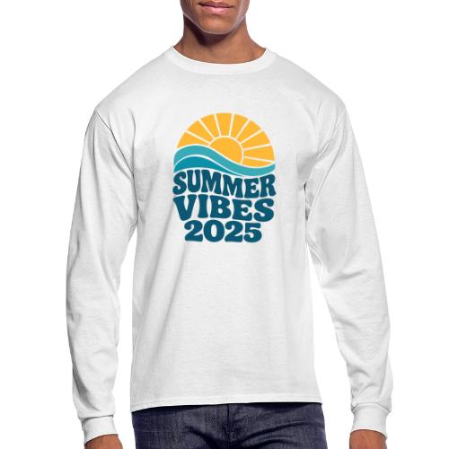 Summer Vibes 2025 Retro Sunset T-Shirt | Fun Beach - Men's Long Sleeve T-Shirt