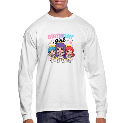 Cute Chibi Birthday Idol Girls - Men's Long Sleeve T-Shirt