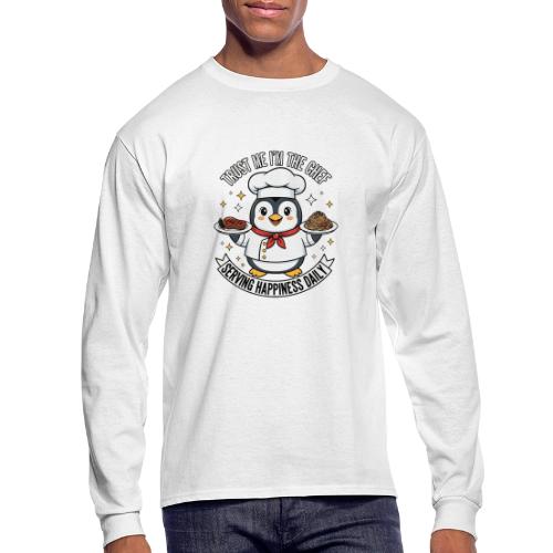cute Penguin Chef-Funny Cartoon Daily Happiness - Men's Long Sleeve T-Shirt