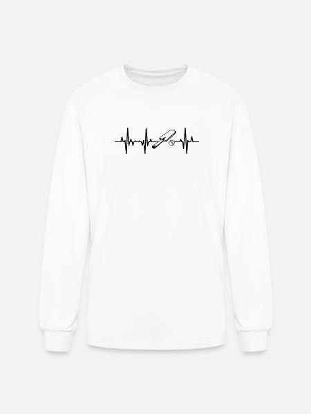 Cricket ECG Heartline - Men's Long Sleeve T-Shirt - white