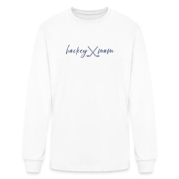 Ice Hockey Mom Script Crossed Sticks Sports Retro - Men's Long Sleeve T-Shirt - white - Front