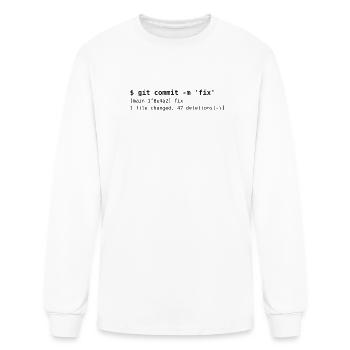Git Commit -m 'fix' – Funny Developer Terminal  - Men's Long Sleeve T-Shirt - white - Front