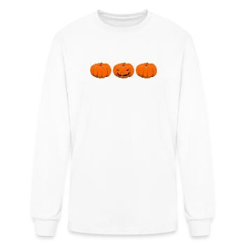 Triple Citrouille Citrouille Jack-o'-Lantern Glow - T-shirt à manches longues Homme - blanc - Devant