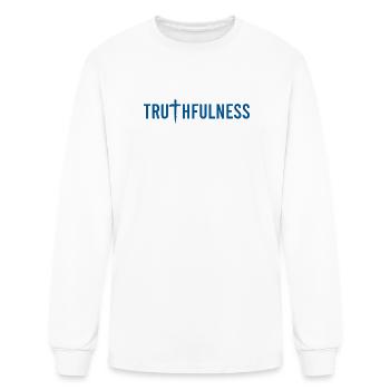 Christian Truthfulness Cross Brush Stroke Tee - Men's Long Sleeve T-Shirt - white - Front