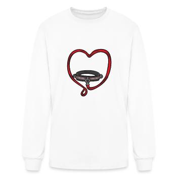 COLLAR AND LEASH BDSM Puppy Petplay Slave Sub Love - Men's Long Sleeve T-Shirt - white - Front