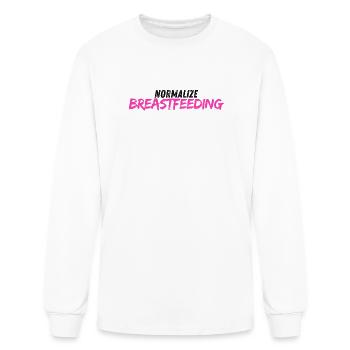 Breastfeeding Day Text Bold Pink - Men's Long Sleeve T-Shirt - white - Front