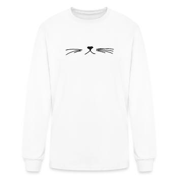 Minimal Cat Whisker Face - Men's Long Sleeve T-Shirt - white - Front