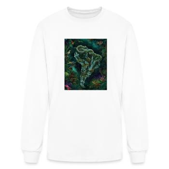 Fantasy South America Jungle Map with Waterfalls - Men's Long Sleeve T-Shirt - white - Front