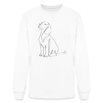 Sleek Dog Line Art Silhouette - Men's Long Sleeve T-Shirt - white - Front