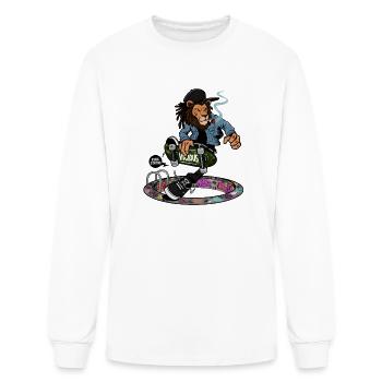 Lion Skater Graffiti Boss - Men's Long Sleeve T-Shirt - white - Front