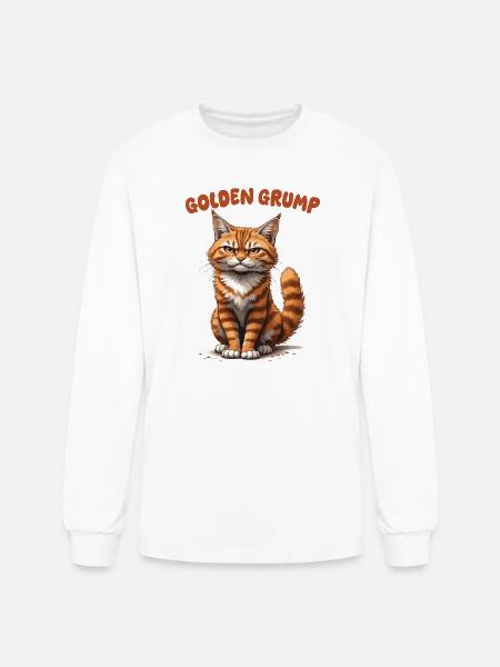 Golden Grump Cat - Men's Long Sleeve T-Shirt - white