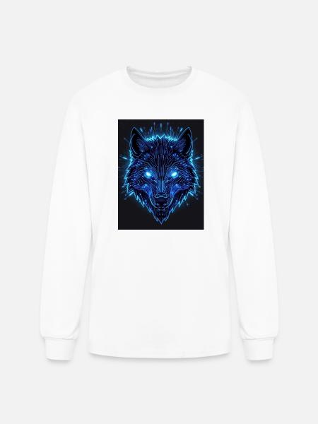 Neon Circuit Wolf - Men's Long Sleeve T-Shirt - white