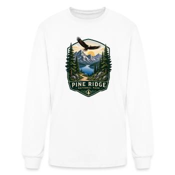 Hiking Gifts for Men - Eagle Over Mountain Lake - Men's Long Sleeve T-Shirt - white - Front