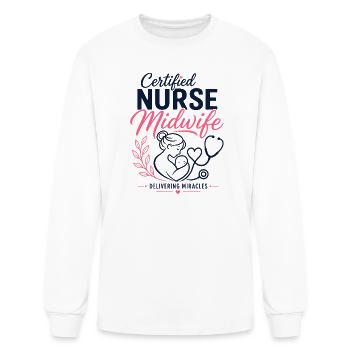 Certified Nurse Midwife Floral Line Art T-Shirt |  - Men's Long Sleeve T-Shirt - white - Front