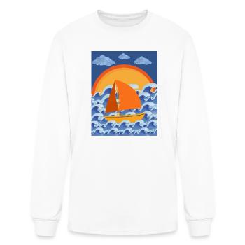Sunset Sailboat at Ocean Waves q - Men's Long Sleeve T-Shirt - white - Front