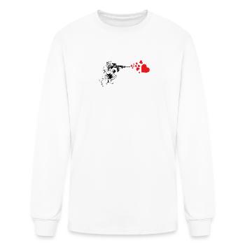 Graffiti Military Rifle Shooting Out Hearts Artsy - Men's Long Sleeve T-Shirt - white - Front
