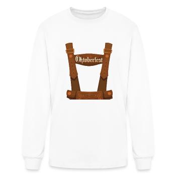 Lederhosen Suspenders Tee Oktoberfest Bavarian - Men's Long Sleeve T-Shirt - white - Front