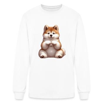 Akita Love Heart Hand Sign - Men's Long Sleeve T-Shirt - white - Front