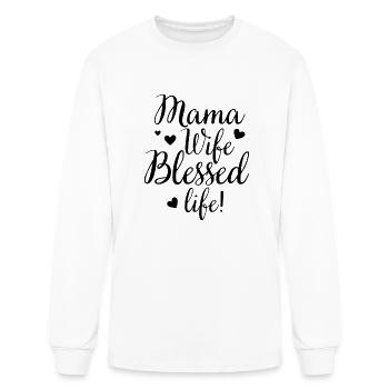 mama wife blessed life - Men's Long Sleeve T-Shirt - white - Front