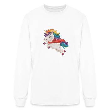 Funny unicorn as hero for a Superhero - Men's Long Sleeve T-Shirt - white - Front