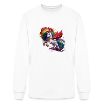 Funny unicorn as hero for a Superhero - Men's Long Sleeve T-Shirt - white - Front