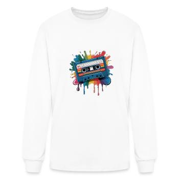 80s Retro Cassette Splash Classic Cassette Tape - Men's Long Sleeve T-Shirt - white - Front