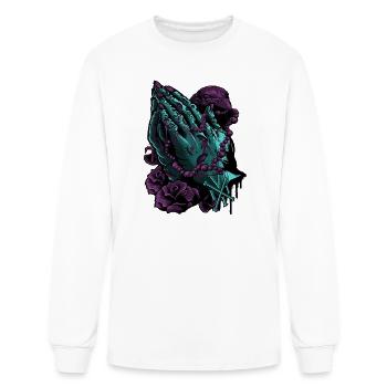 Neon Pray Hands with Rosary - Men's Long Sleeve T-Shirt - white - Front