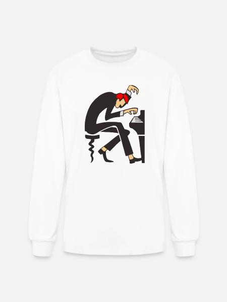 Piano Maestro Dizzy Pose - Men's Long Sleeve T-Shirt - white