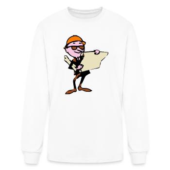 Cartoon Engineer Architect with Blueprint - Men's Long Sleeve T-Shirt - white - Front