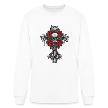 Skull Bone Rosary - Men's Long Sleeve T-Shirt - white - Front