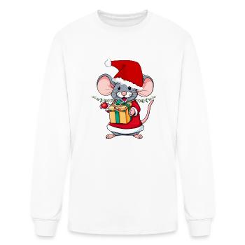 Mouse Santa Clause Christmas Funny Design - Men's Long Sleeve T-Shirt - white - Front