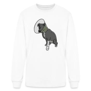 Adorable Injured Dog with Bandage and Cone - Men's Long Sleeve T-Shirt - white - Front