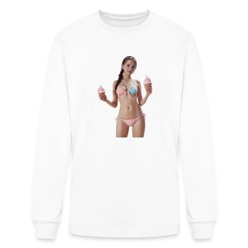 Pastel Ice Cream Cone Illustration - Men's Long Sleeve T-Shirt - white - Front