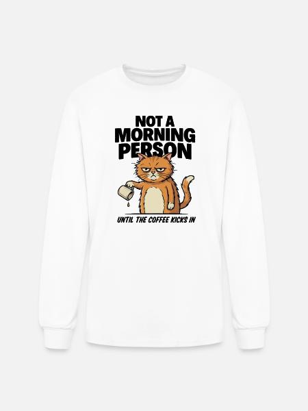 Grumpy Cat Coffee Pour - Men's Long Sleeve T-Shirt - white