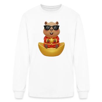 Golden Fortune Capybara  Minimalist Lunar New Year - Men's Long Sleeve T-Shirt - white - Front