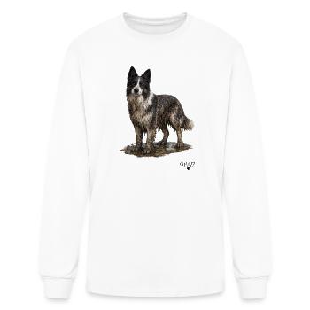 WOT! Dog Border Collie Covered in Mud - Men's Long Sleeve T-Shirt - white - Front