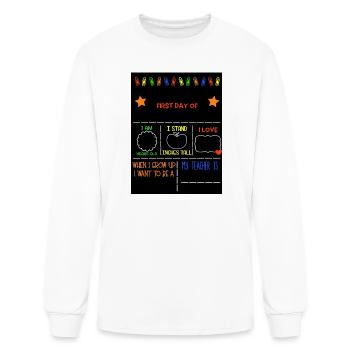 Chalkboard First Day Kids Tee - Men's Long Sleeve T-Shirt - white - Front