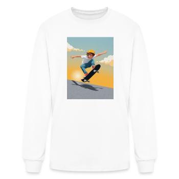 Sunset Kickflip Kid - Men's Long Sleeve T-Shirt - white - Front