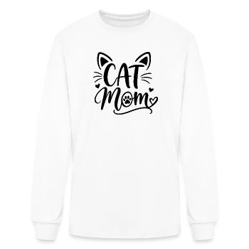Cat Mom - Playful Script Design - Men's Long Sleeve T-Shirt - white - Front