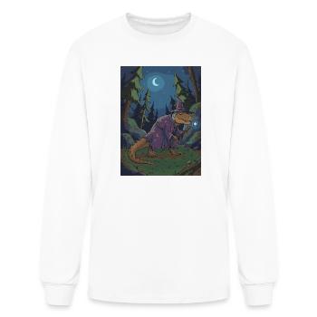 Dinosaur Wizard – Fantasy T-Rex Mage Artwork - Men's Long Sleeve T-Shirt - white - Front
