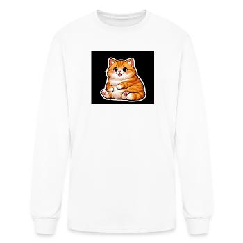  Cute Chubby Orange Cat Kawaii Chibi Tabby Kitten - Men's Long Sleeve T-Shirt - white - Front