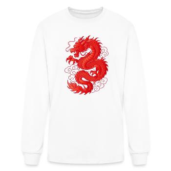 Red Asian Dragon Tattoo Design - Men's Long Sleeve T-Shirt - white - Front