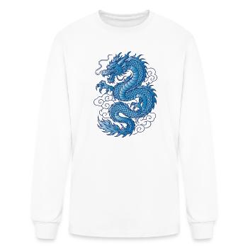 Blue Asian Dragon Tattoo Design - Men's Long Sleeve T-Shirt - white - Front