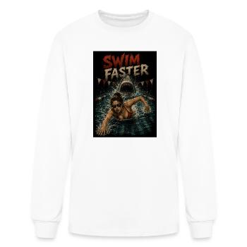 Nager plus vite - Piscine d’horreur d’attaque de requin - T-shirt à manches longues Homme - blanc - Devant